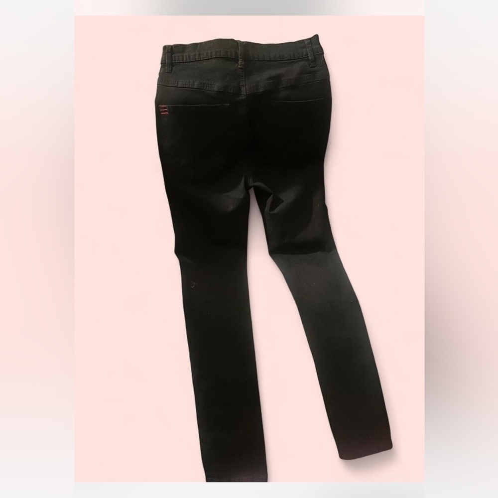 Seam High Rise Black Jeans with Red Stitching